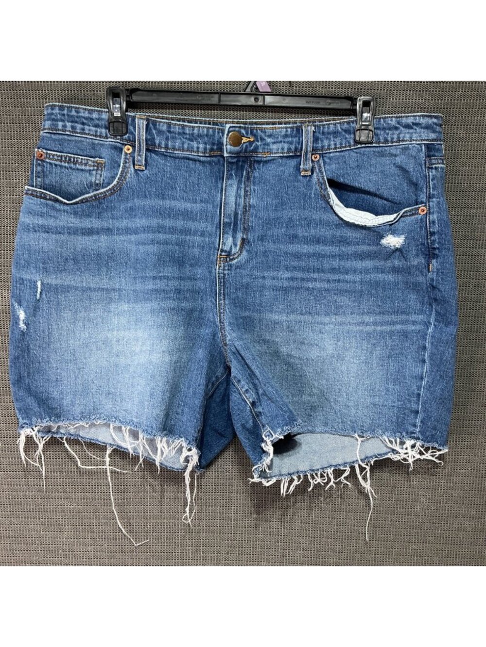 Universal Thread Women's Boyfriend Distressed Shorts Size 20W Blue Frayed Hem